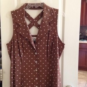 Vintage Y2K Sherry Martin medium brown/ polkadot dress 12